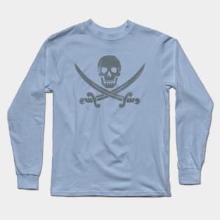 Baby Blue Pirate Skull and Crossbones Long Sleeve T-Shirt